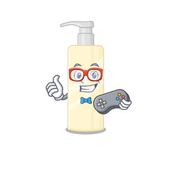 Cartoon Mascot design of hair mask gamer using controller