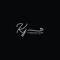 KJ initials signature logo. Handwriting logo vector templates. Hand drawn Calligraphy lettering Vector illustration.
