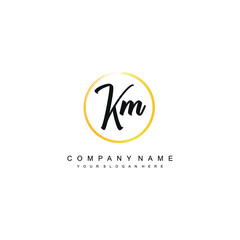 KM initials signature logo. Handwriting logo vector templates. Hand drawn Calligraphy lettering Vector illustration.
