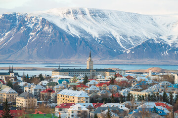 Cityscape view of Reykjavik the capital city of Iceland. - obrazy, fototapety, plakaty