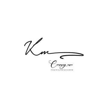 KM initials signature logo. Handwriting logo vector templates. Hand drawn Calligraphy lettering Vector illustration.
