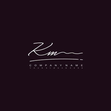 KM initials signature logo. Handwriting logo vector templates. Hand drawn Calligraphy lettering Vector illustration.
