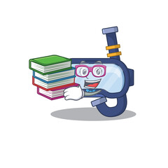 Dive glasses student mascot design read many books when study at home