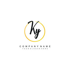 KY initials signature logo. Handwriting logo vector templates. Hand drawn Calligraphy lettering Vector illustration.
