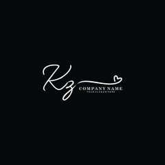 KZ initials signature logo. Handwriting logo vector templates. Hand drawn Calligraphy lettering Vector illustration.
