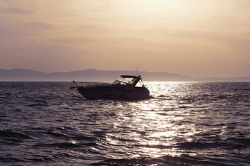Yacht silhouette at sunset