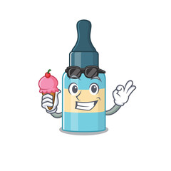 A Caricature design concept of hair oil with cone ice cream
