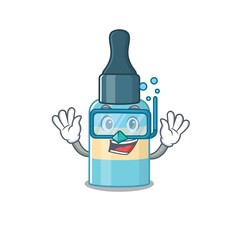 Hair oil mascot design swims with diving glasses