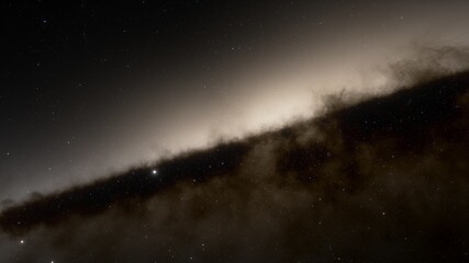 Cosmic landscape, beautiful science fiction wallpaper with endless deep space. 3D render