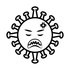 virus emoticon, covid-19 emoji character infection, face line cartoon style