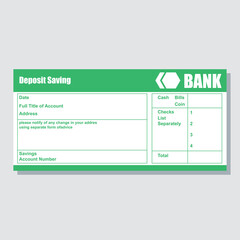 deposit saving account bank payment paper slip with text space to add your identity and amounts. vector illustration