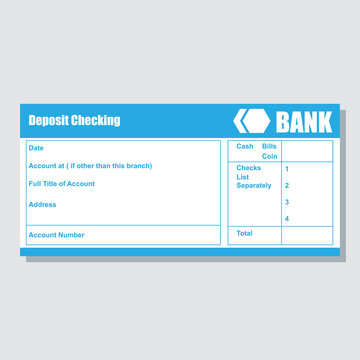 Deposit Checking Account Pass Book Bank Payment Paper Slip With Text Space To Add Your Identity And Amounts. Vector Illustration