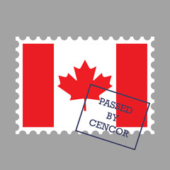 Postage Stamp Flag of Canada. Vector illustration
