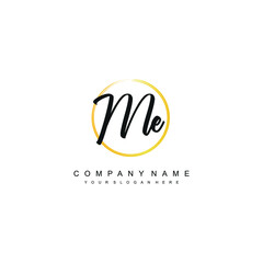 ME initials signature logo. Handwriting logo vector templates. Hand drawn Calligraphy lettering Vector illustration.