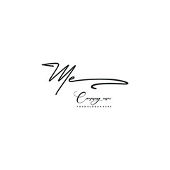 ME initials signature logo. Handwriting logo vector templates. Hand drawn Calligraphy lettering Vector illustration.