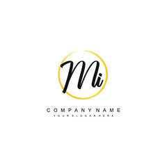 MI initials signature logo. Handwriting logo vector templates. Hand drawn Calligraphy lettering Vector illustration.