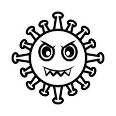 virus emoticon, covid-19 emoji character infection, face line cartoon style