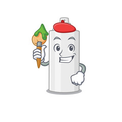 Hair spray artist cartoon picture style paint a landscape using a brush