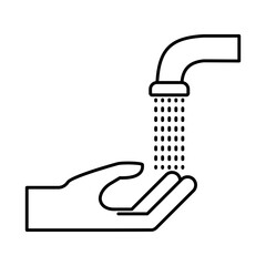 hand under water tap line style icon vector design