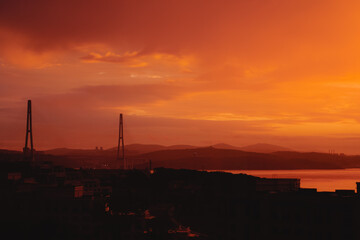 sunset over the city