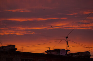 sunset over the city