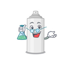 Super Genius Professor of hair spray Caricature character working on a lab