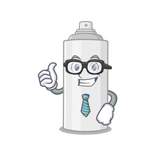 cartoon mascot style of hair spray Businessman with glasses and tie