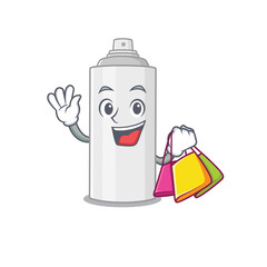 Hair spray wealthy cartoon character concept with shopping bags