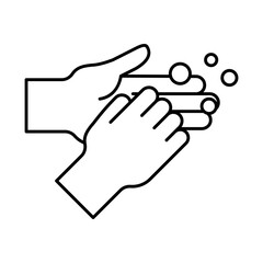 hands washing with soap line style icon vector design