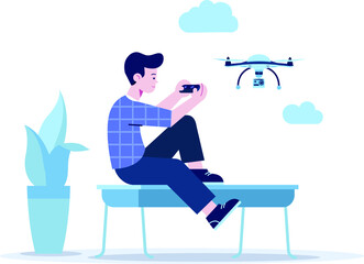 boy playing with drone