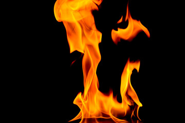 fire in the flames on black background