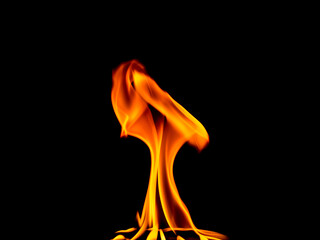 fire in the flames on black background