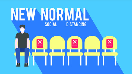 New normal is social distancing and wearing mask sitting 