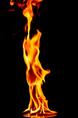 fire in the flames on black background