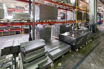 Metal shelves for storage racks. Products of the plant for the production of metal profiles,...