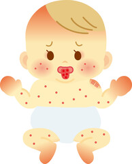 川崎病のおしめ姿の赤ちゃん　ベビー全身イラスト21