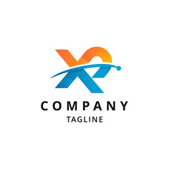 X and P Letter Initials Gradient Logo Template