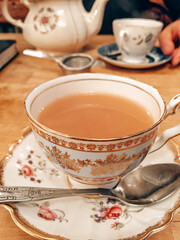 cup of tea in tea shop
