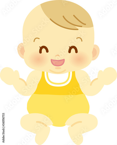 ベビー服を着たニッコリ笑顔の赤ちゃん ベビー全身イラスト02 Baby Poster Ba Kuroshimaharu