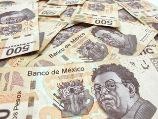 500 Mexican peso bills backgorund