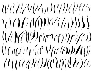 Hand drawn black ink grunge grass. Dirty brush strokes