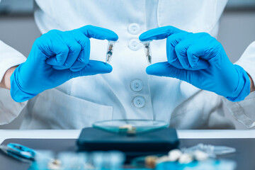 Micro Dose of Psilocybin Magic Mushrooms Prepared in University Laboratory for Scientific Experiment