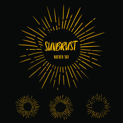 Sun burst vintage shapes of sun ray frames