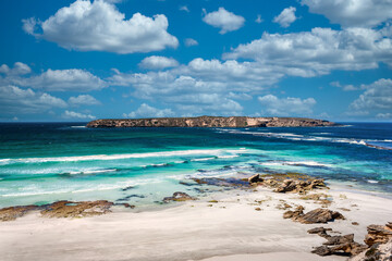 An isolated beach on a sunny day in South Australia