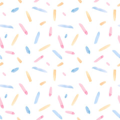 Beautiful vector seamless pattern with watercolor colorful brush strokes. Stock illustration.