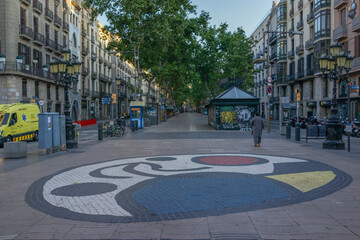 Street in Barcelona, city of Catalonia.Spain during coronaviurs pandemic