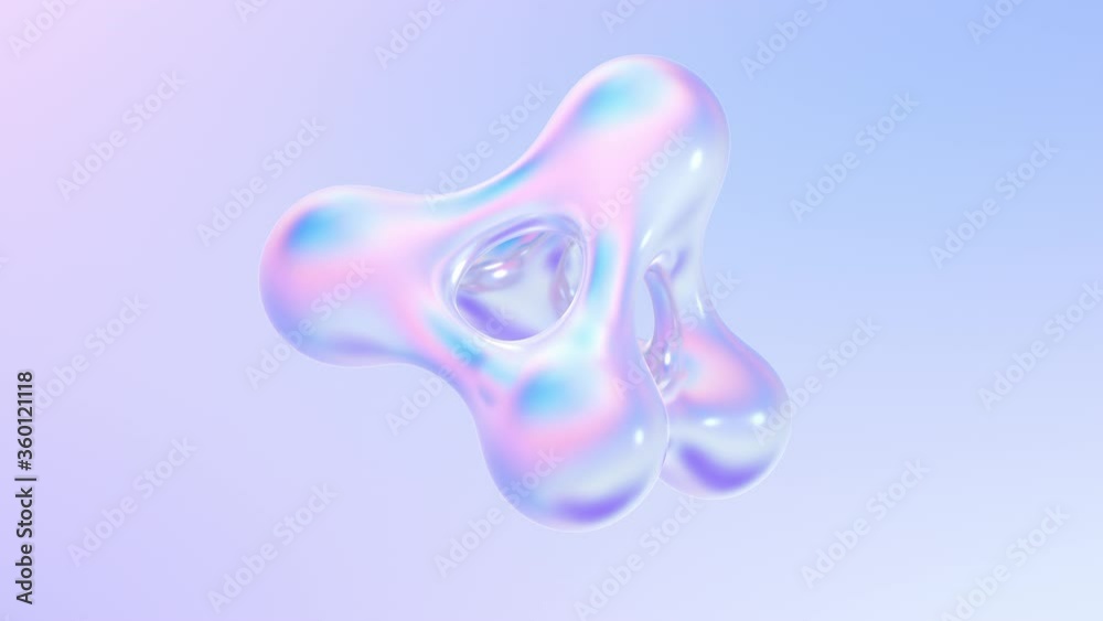 Aufkleber Splash of holographic liquid metal. Abstract 3d pearlescent gradient drop fluid shape. Abstract animated background. 4K seamless loop 3D animation with alpha matte.