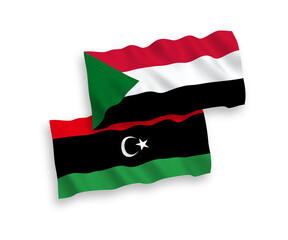 Flags of Sudan and Libya on a white background