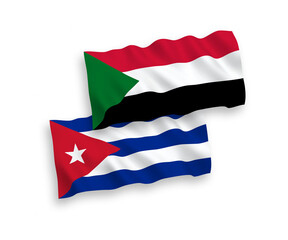 Flags of Sudan and Cuba on a white background