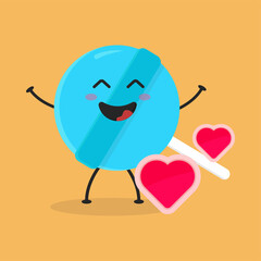 Cute Flat Cartoon Candy Illustration. Vector illustration of cute Candy with a smiling expression. Cute Candy mascot design
